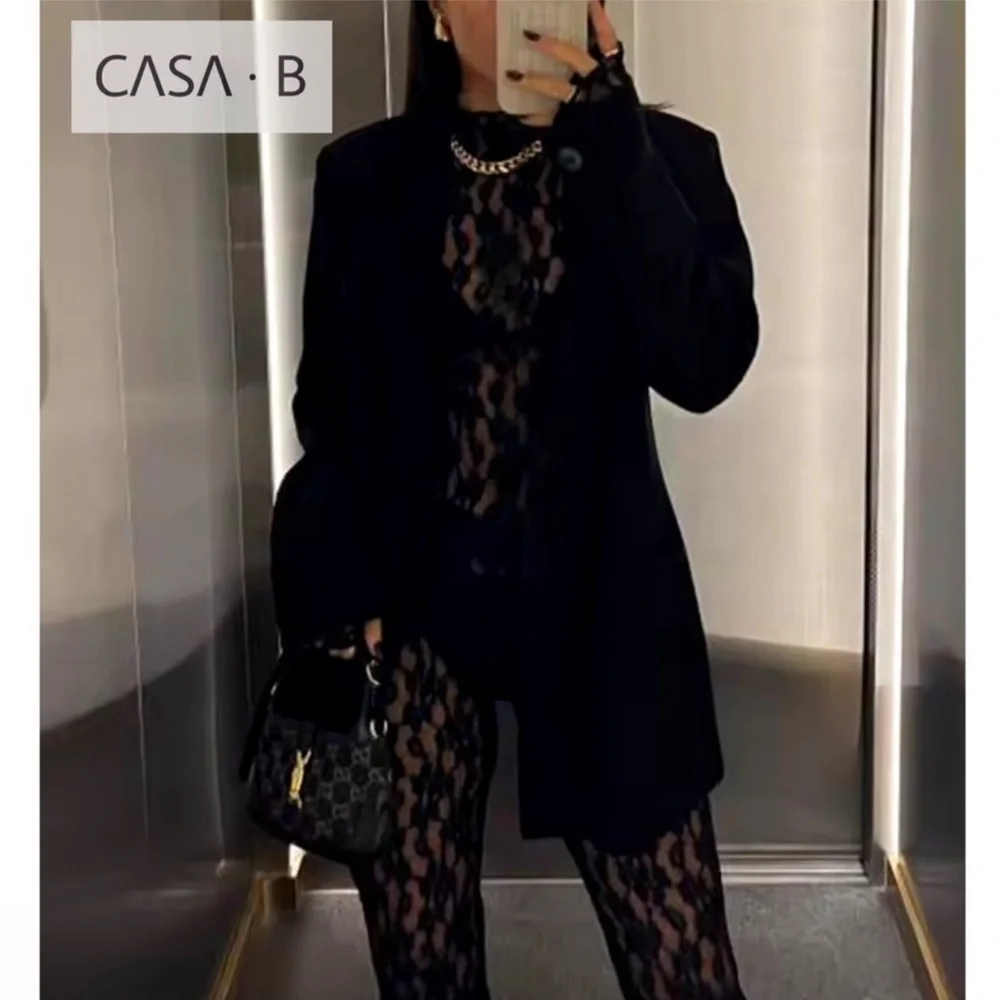 NEW!💫CASA B| the Denise Long Sleeve Bodysuit + Flared Floral Lace Pant Set - Picture 1 of 7